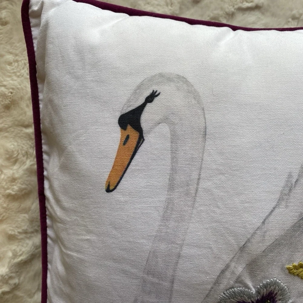 Pottery Barn Teen Swan Decorative Sham With Pillow Embroidered Beaded Velvet 16